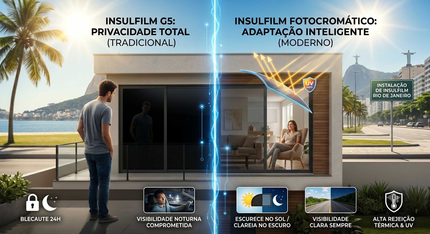Instalação de insulfilm para privacidade em apartamento no Rio de Janeiro