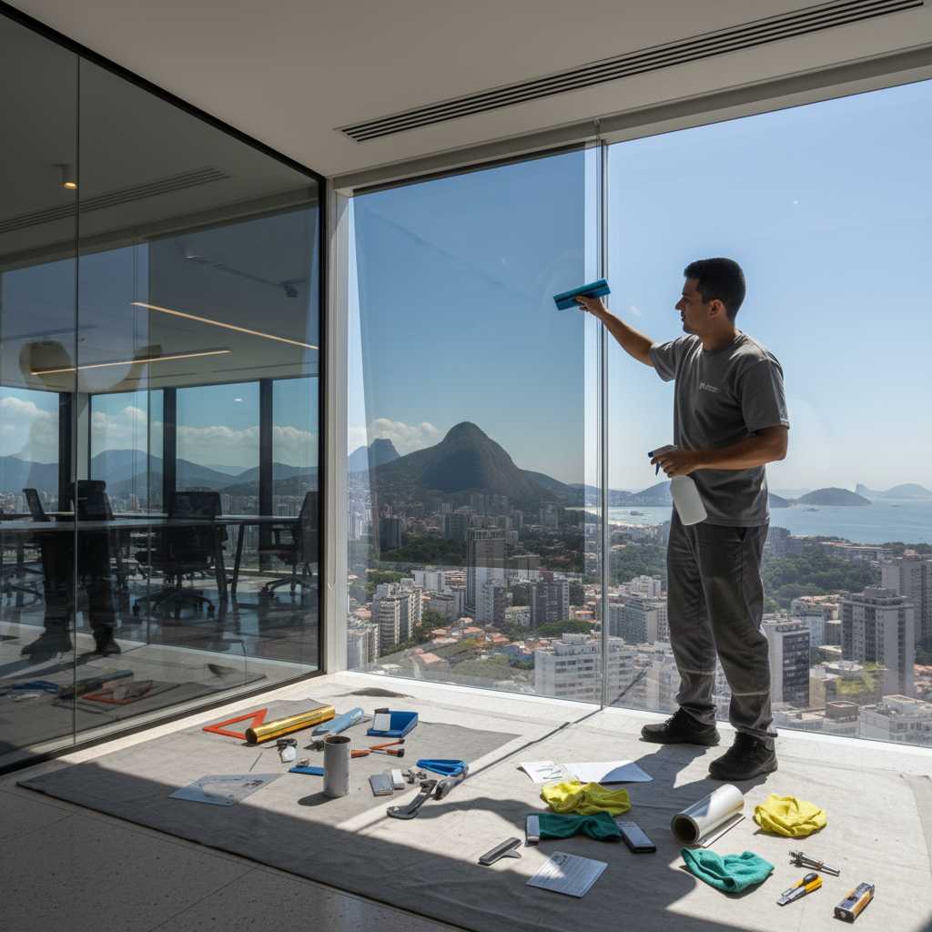 Limpeza e conservação do insulfilm em sacada envidraçada no Rio de Janeiro